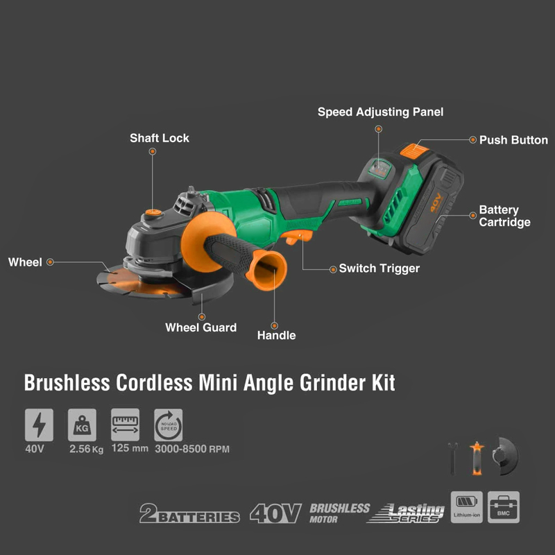 125mm Lithium Cordless 40v Bru - Brushless Angle Grinder Battery Powered 评论和价格