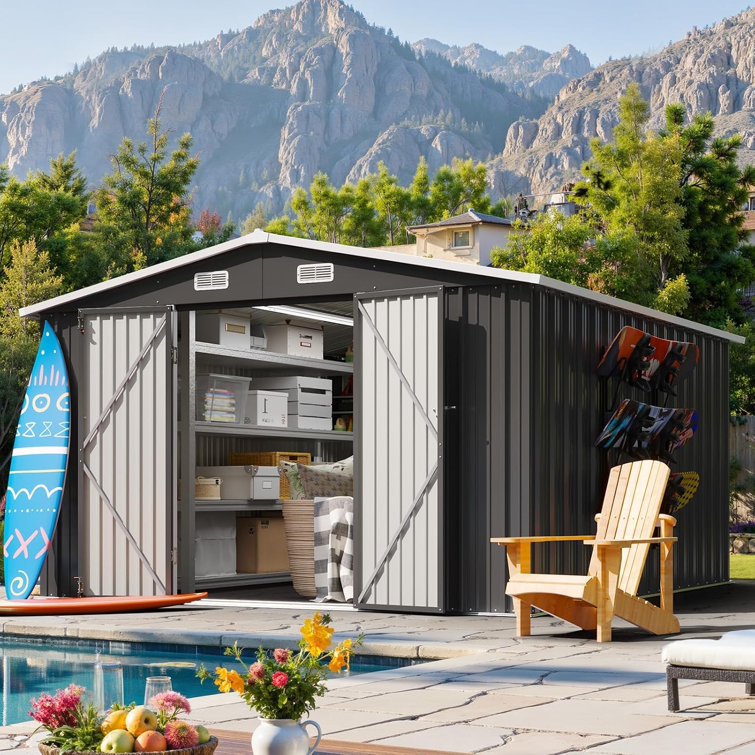10x12FT Outdoor Storage Shed W - Garden Tools 评论和价格