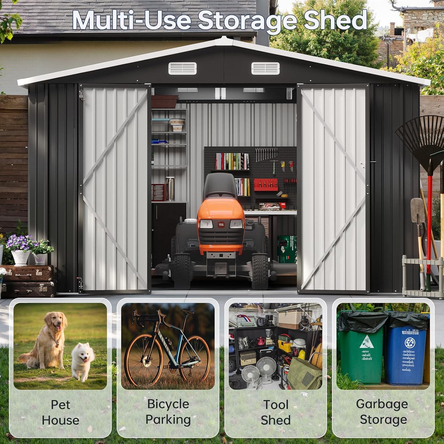 10x12FT Outdoor Storage Shed W - Garden Tools 评论和价格