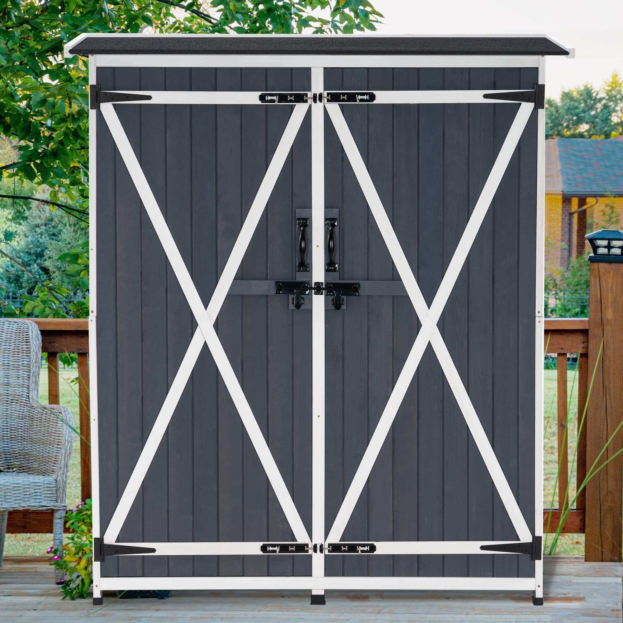 Outdoor Storage Cabinet with S - Garden Tools 评论和价格