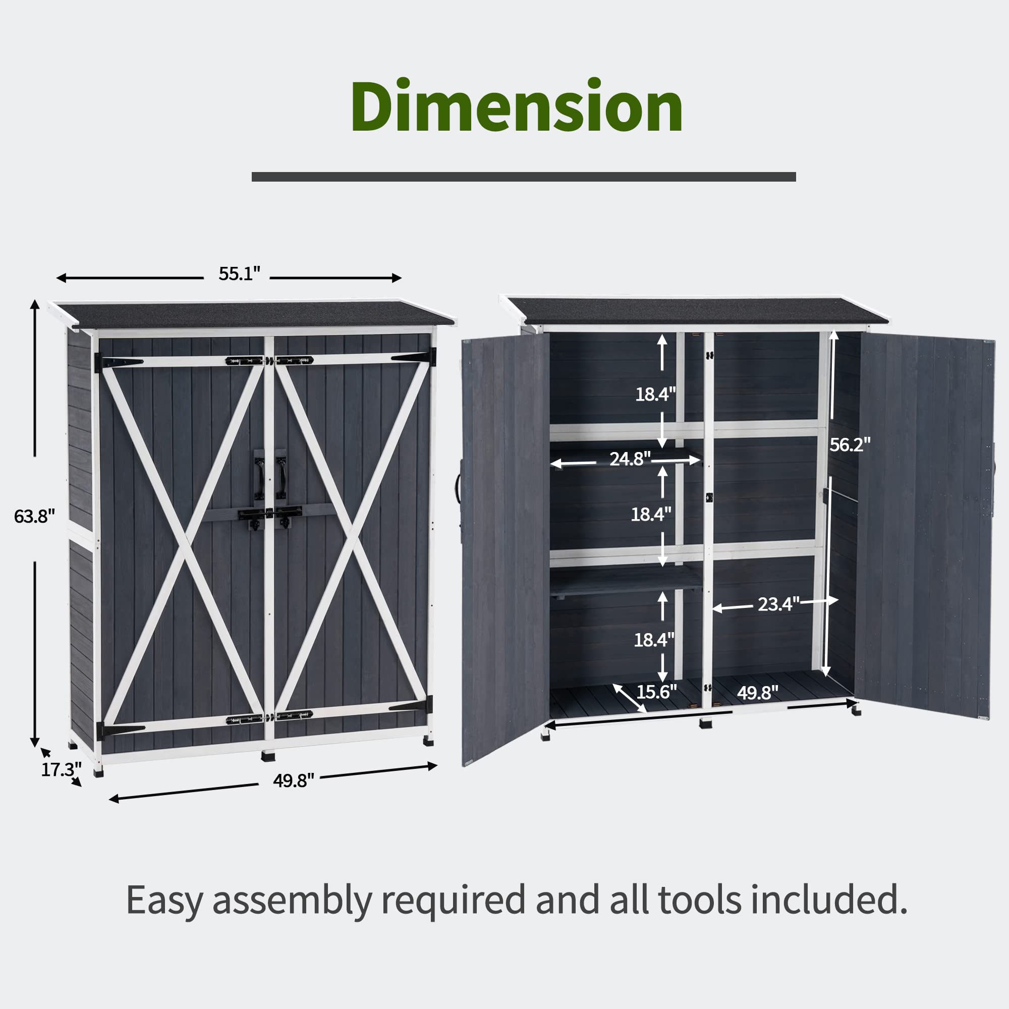 Outdoor Storage Cabinet with S - Garden Tools 评论和价格