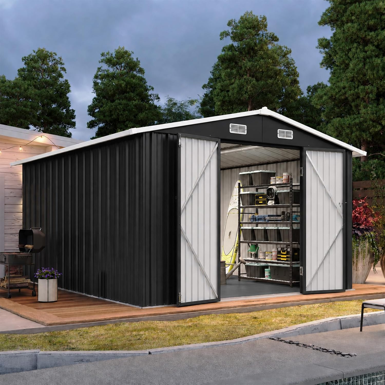 10x12FT Metal Outdoor Storage  - Garden Tools 评论和价格