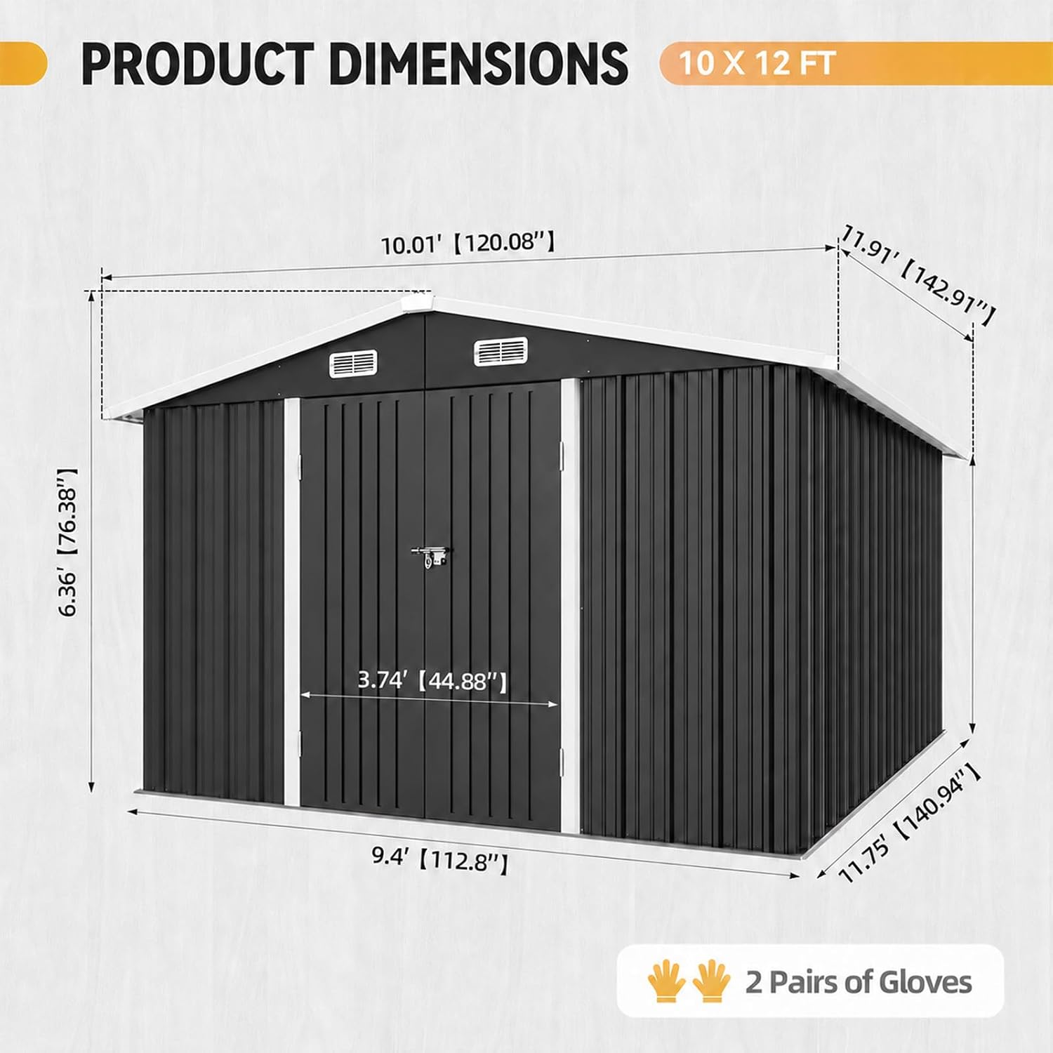 10x12FT Metal Outdoor Storage  - Garden Tools 评论和价格