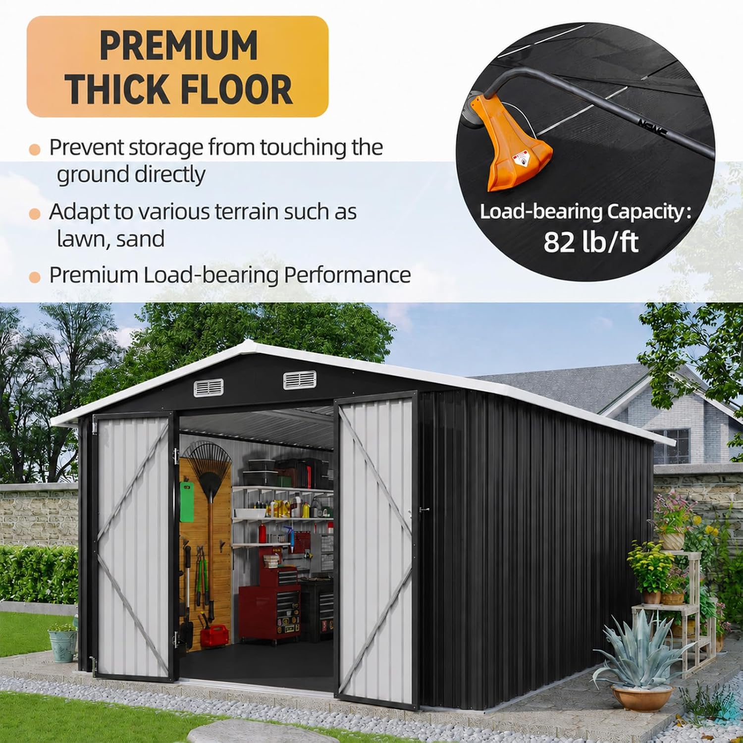 10x12FT Metal Outdoor Storage  - Garden Tools 评论和价格
