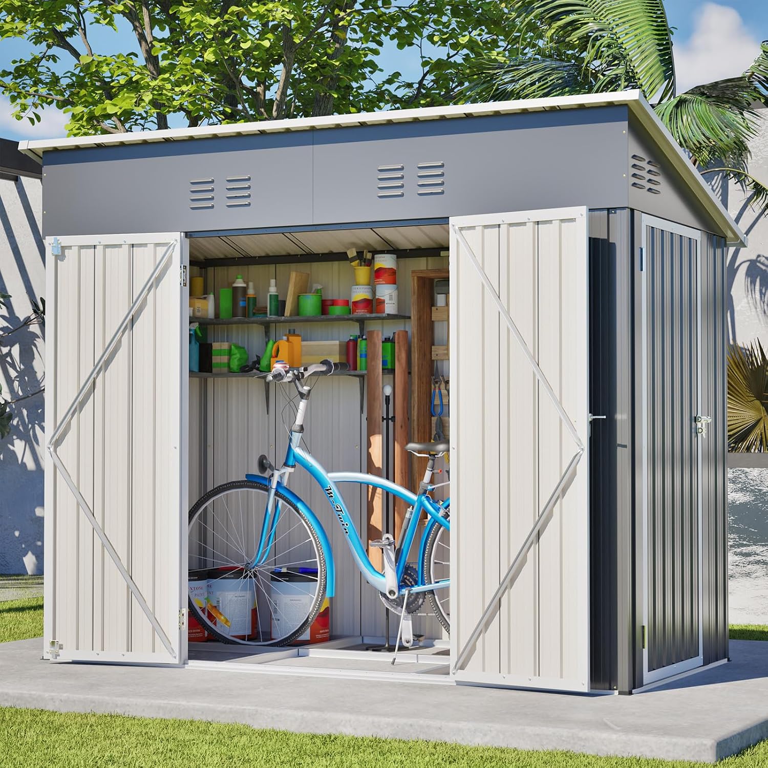 8x4 FT Outdoor Storage Shed wi - Garden Tools 评论和价格