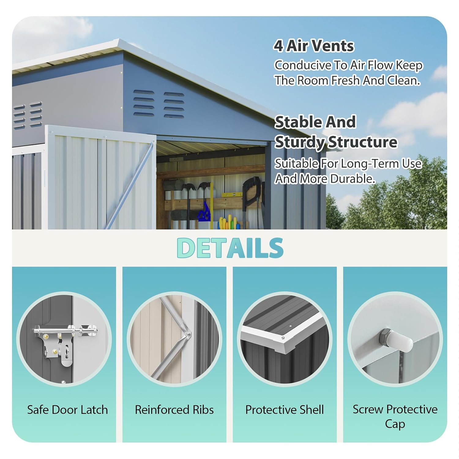 8x4 FT Outdoor Storage Shed wi - Garden Tools 评论和价格