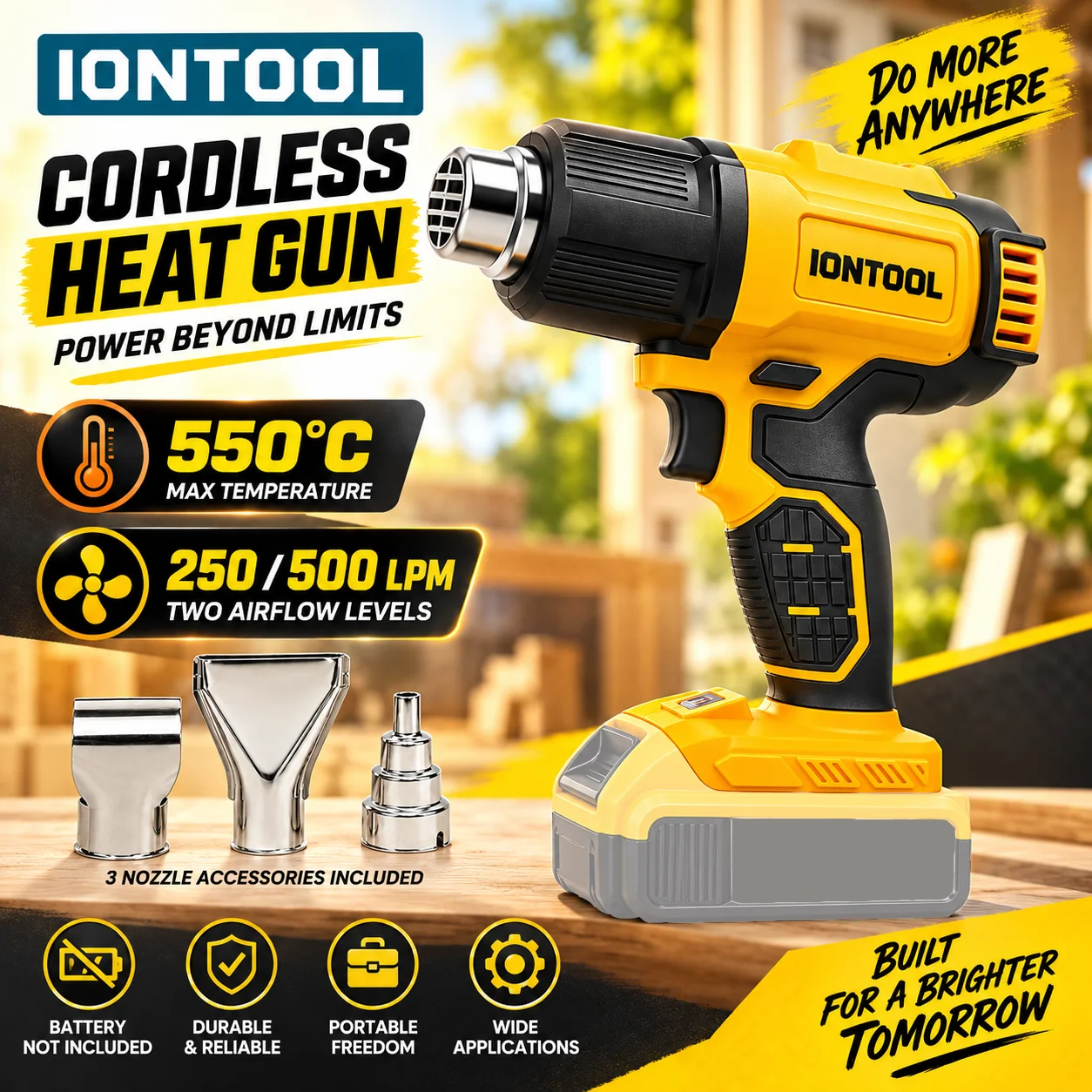 IONTOOL Yellow 550℃ Fast Heati - Cordless Heat Gun For Shrink Tubing 评论和价格