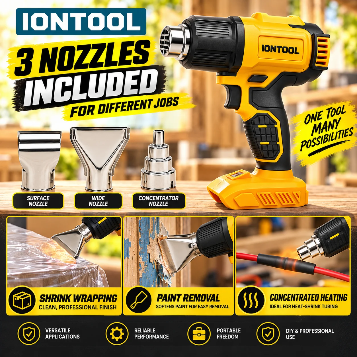 IONTOOL Yellow 550℃ Fast Heati - Cordless Heat Gun For Shrink Tubing 评论和价格
